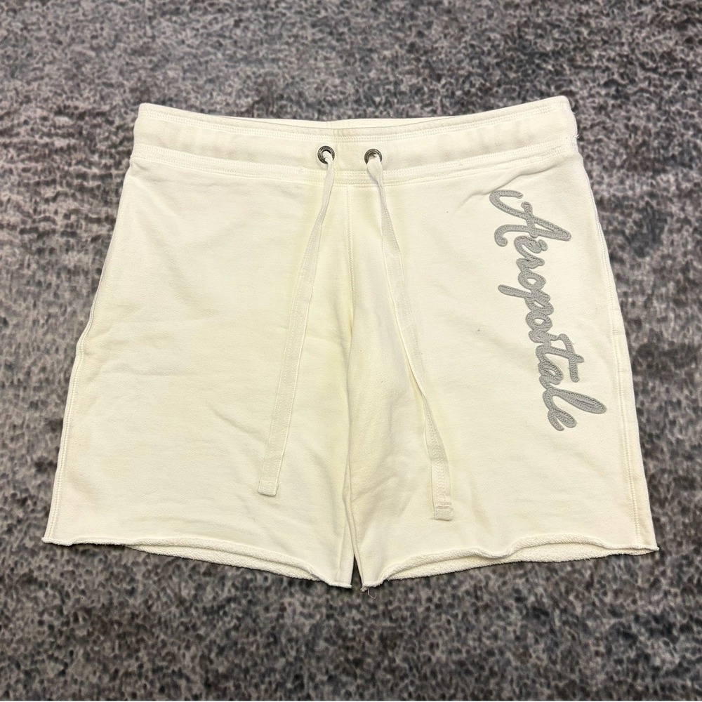 Aeropostale Sweat Shorts Womens Medium (31") White Lounge Casual Cute Preppy Y2K